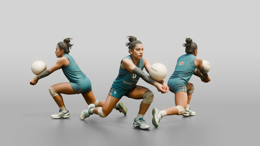 South Asian Female Volleyball Player in Teal Uniform