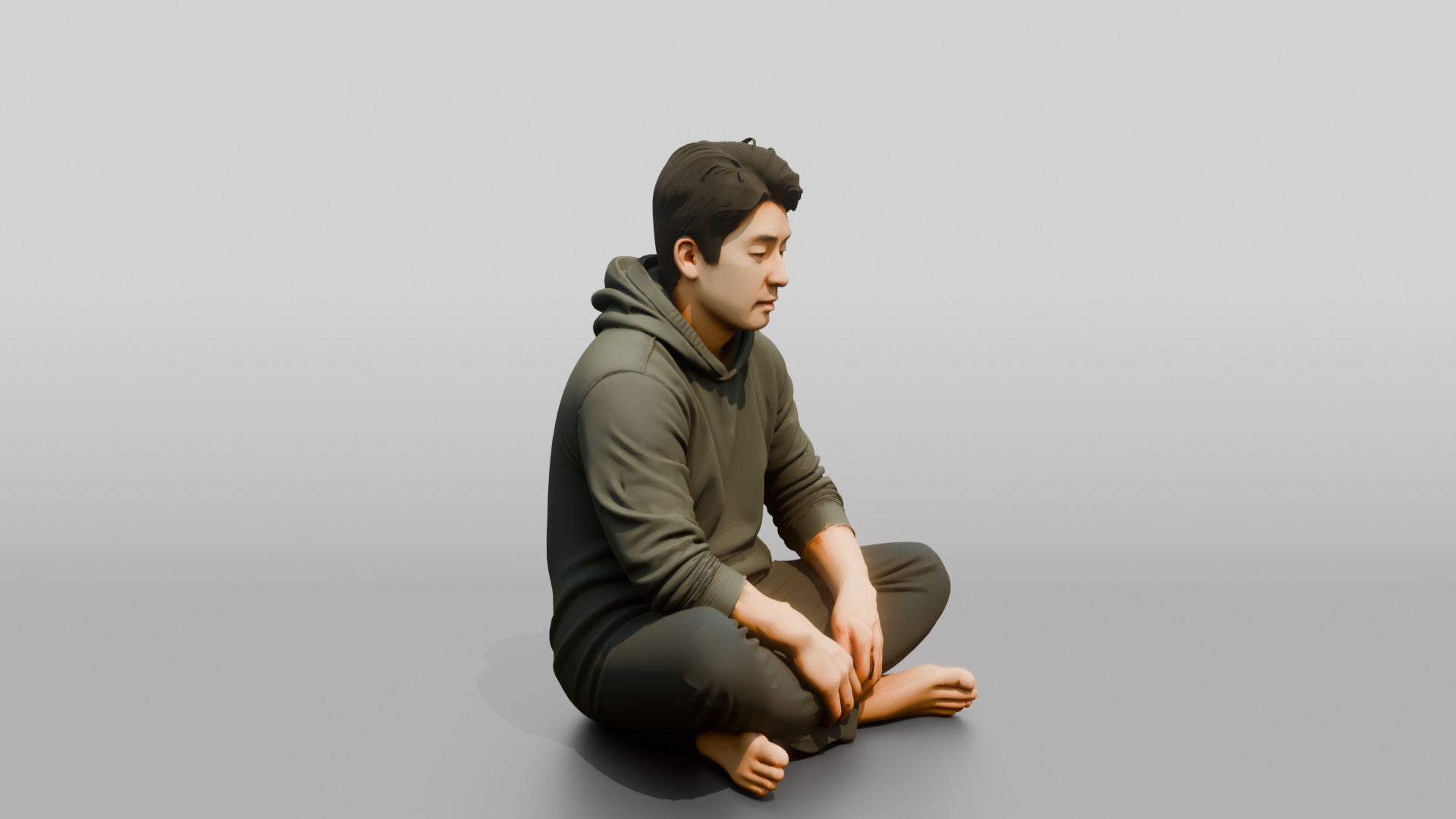 Homeless Man Looking Unfocused While Seated on the Floor