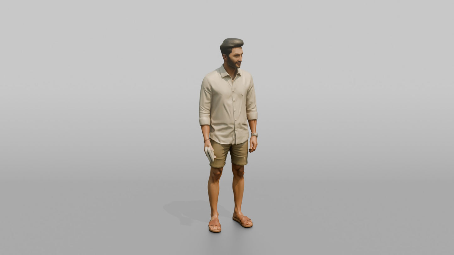 Vacationer Wearing Tailored Linen Shirt