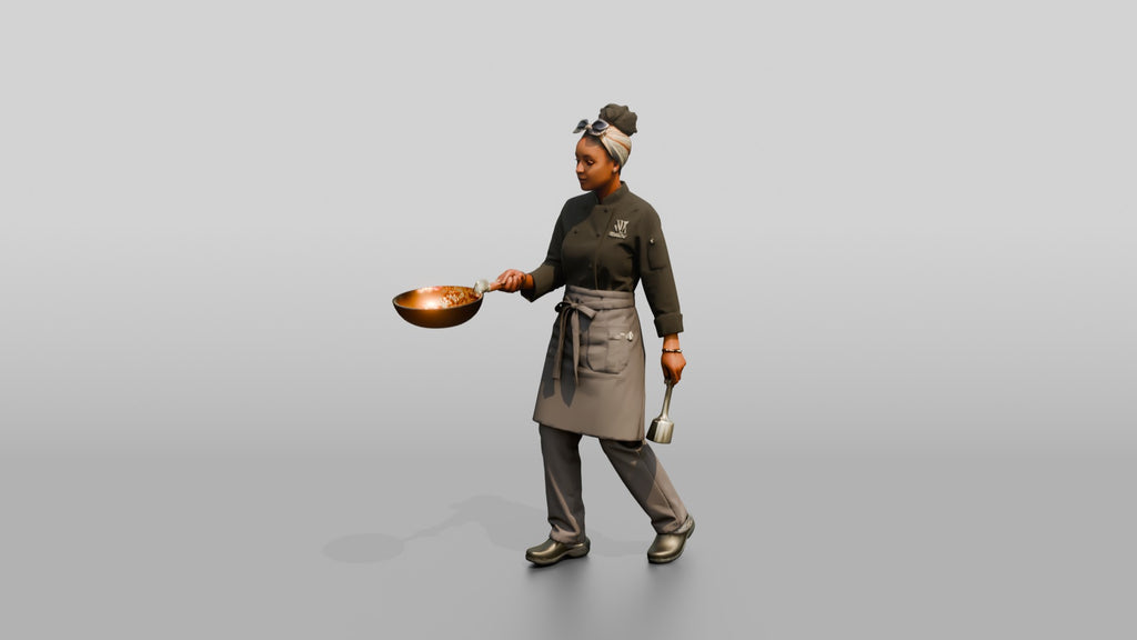 Head Chef Flipping a Flaming Wok