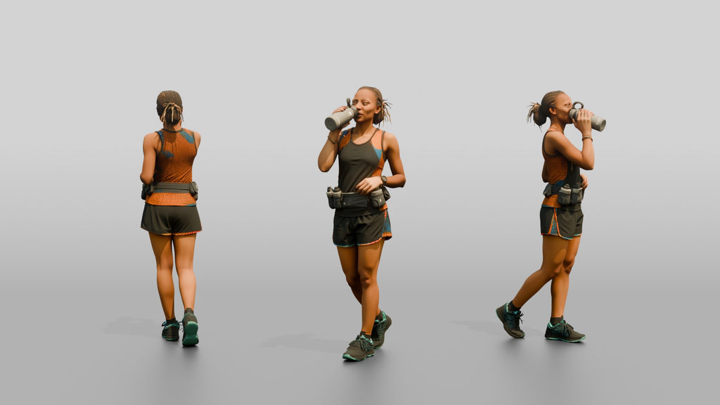 African Woman Runner Drinking Water