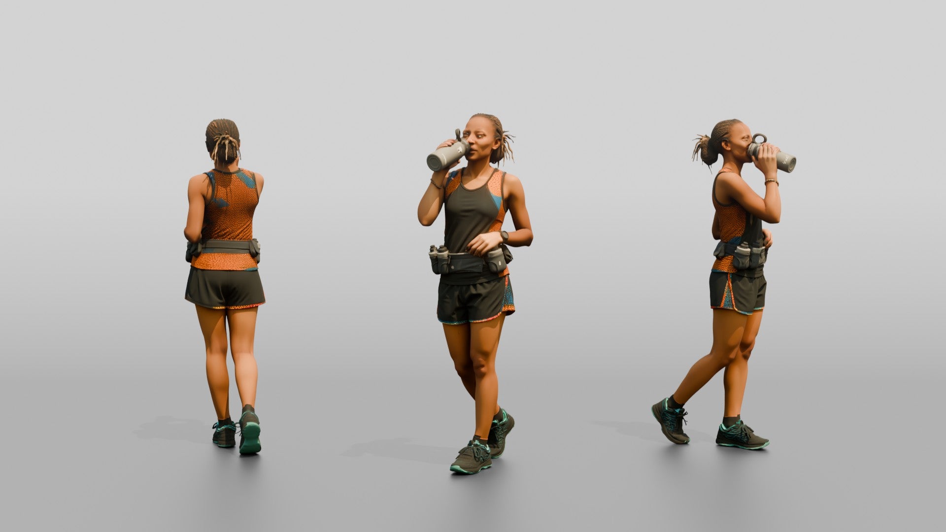 African Woman Runner Drinking Water