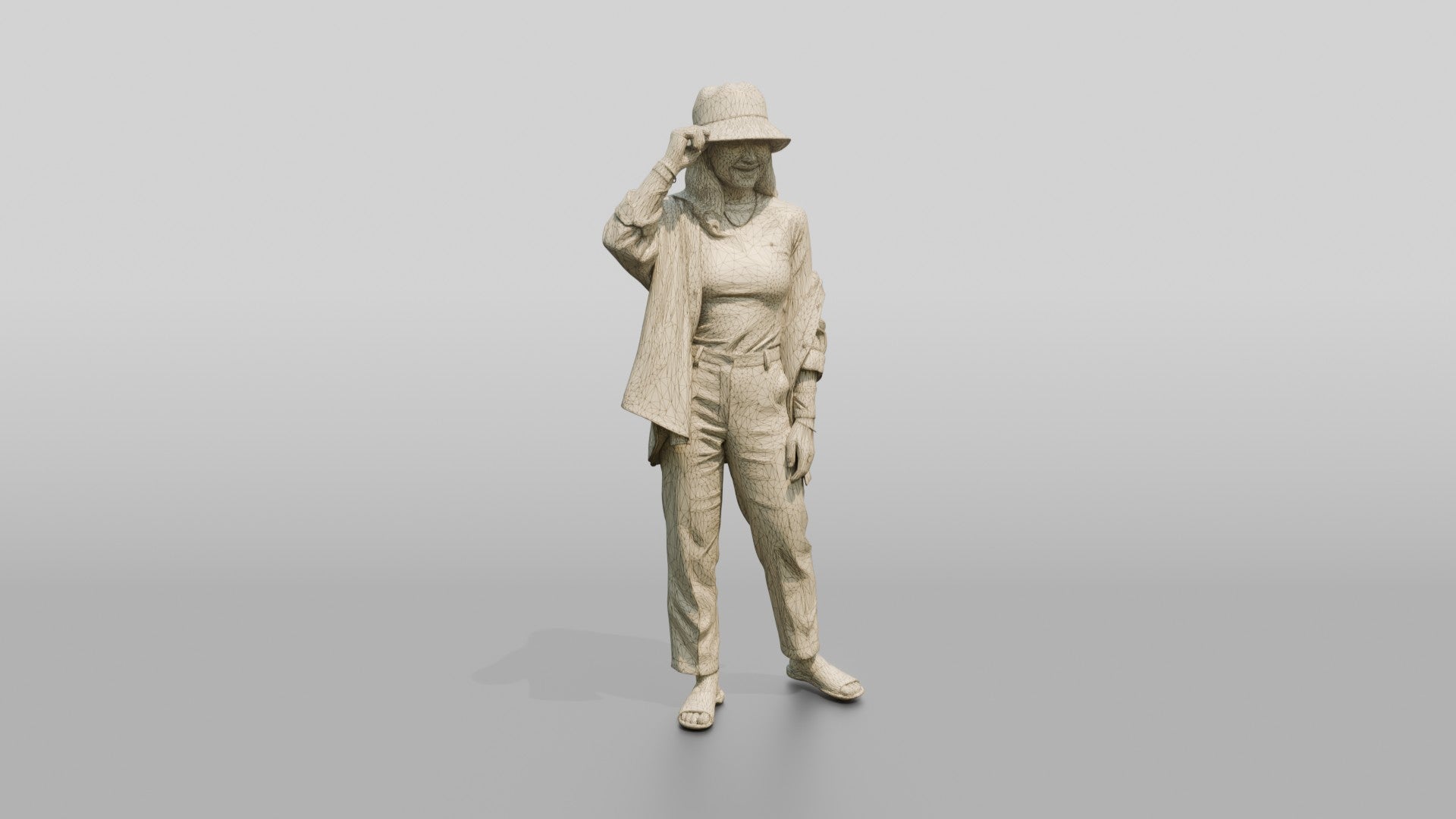 Woman Touching the Rim of Her Hat