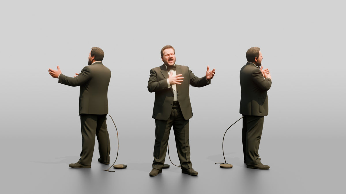 Opera Singer Belting with Hand on Chest - 3D character model