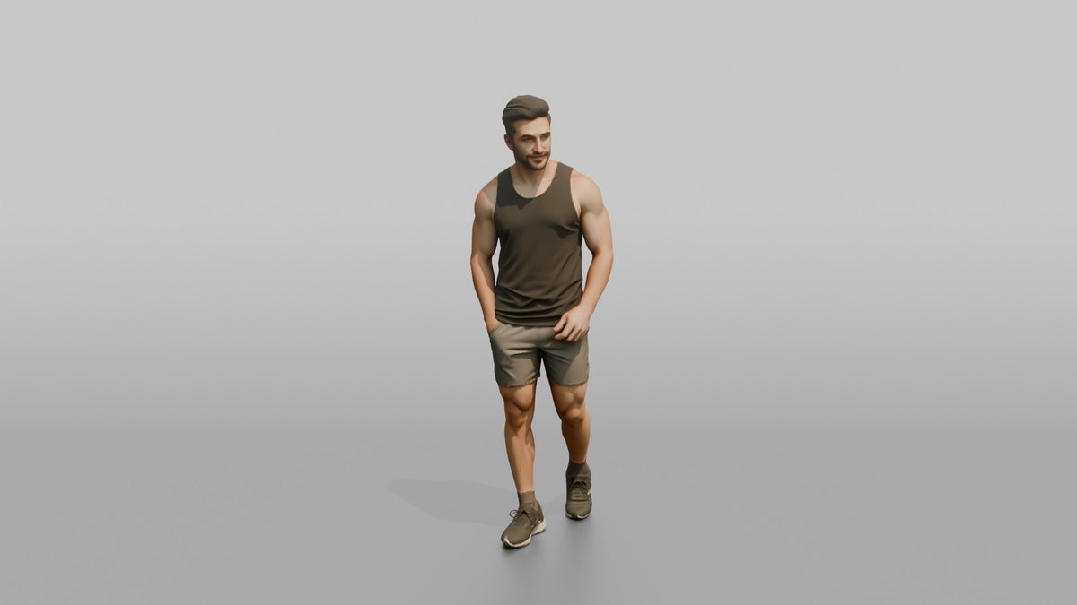 Fitness Influencer Man Standing Casually With A Slight Forward Lean - 3D character model, view 5