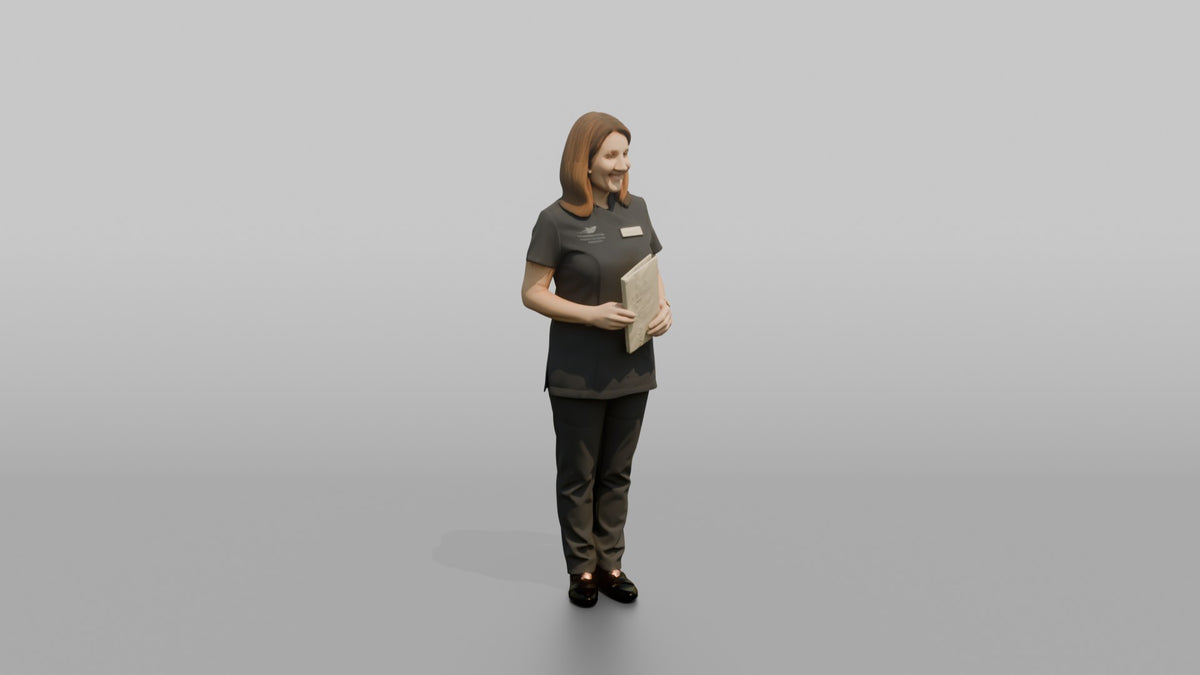 Spa Receptionist Man Holding A Folded Spa Menu - 3D character model