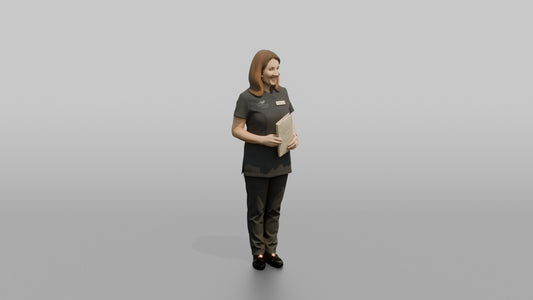 Spa Receptionist Man Holding A Folded Spa Menu - 3D character model