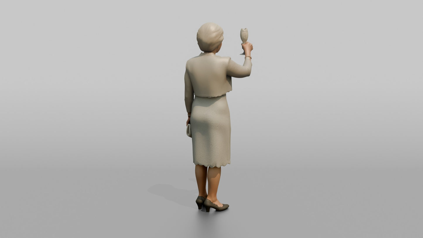 Elderly Wedding Guest Raising a Champagne Flute