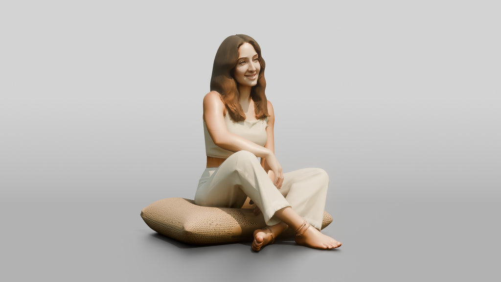 Woman Sitting Cross-Legged on a Cushion