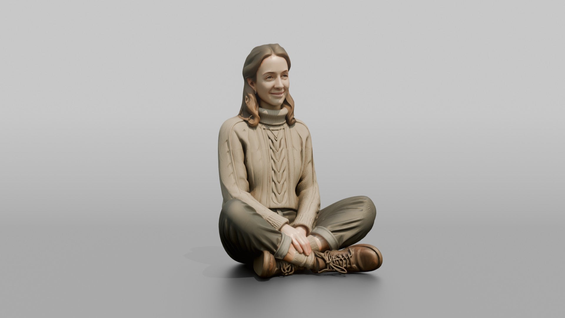 British Girl Sitting Cross-Legged on a Bench