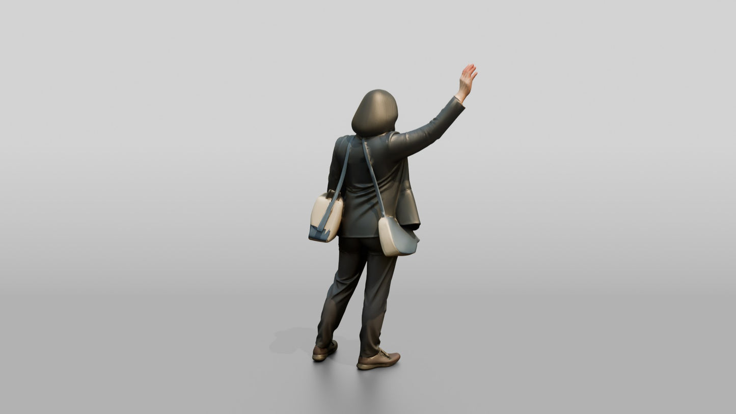 Indian Woman in Waterproof Blazer Hailing a Taxi