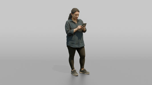 Vacationer Wearing Casual Tunic Shirt And Leggings - 3D character model, view 1