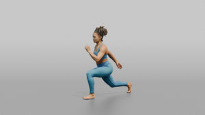 Bodyweight Athlete Woman In A Deep Bodyweight Lunge - 3D character model