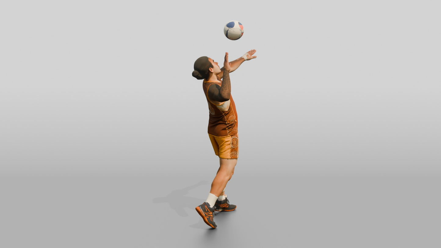 Male Volleyball Player in Ochre Uniform