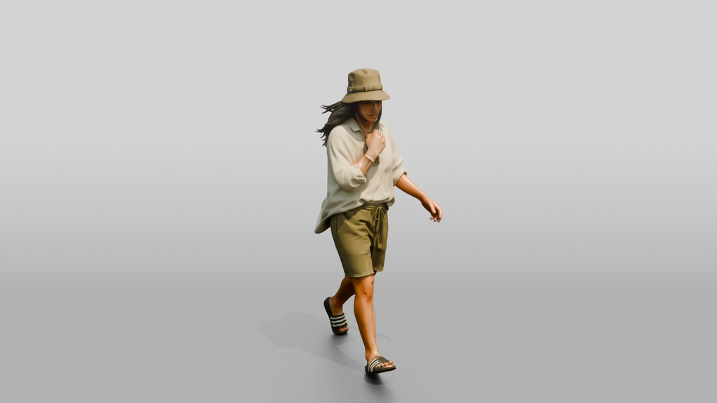 Woman Adjusting Linen Blouse Collar