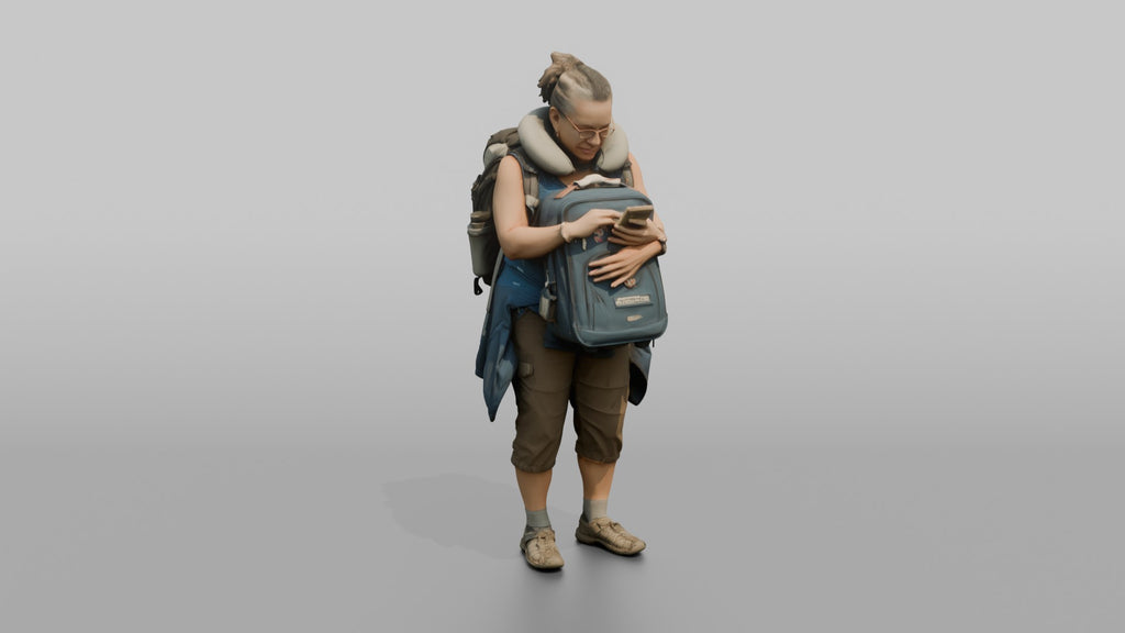 Traveler Hugging Her Carry-On Bag