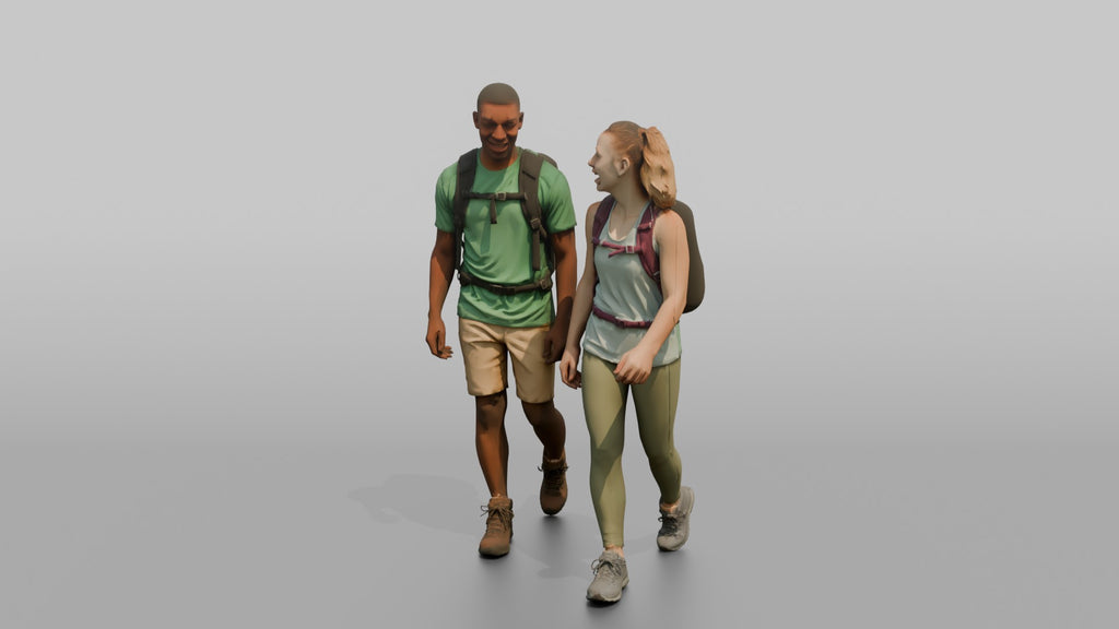 Hiking Duo Walking and Talking Together