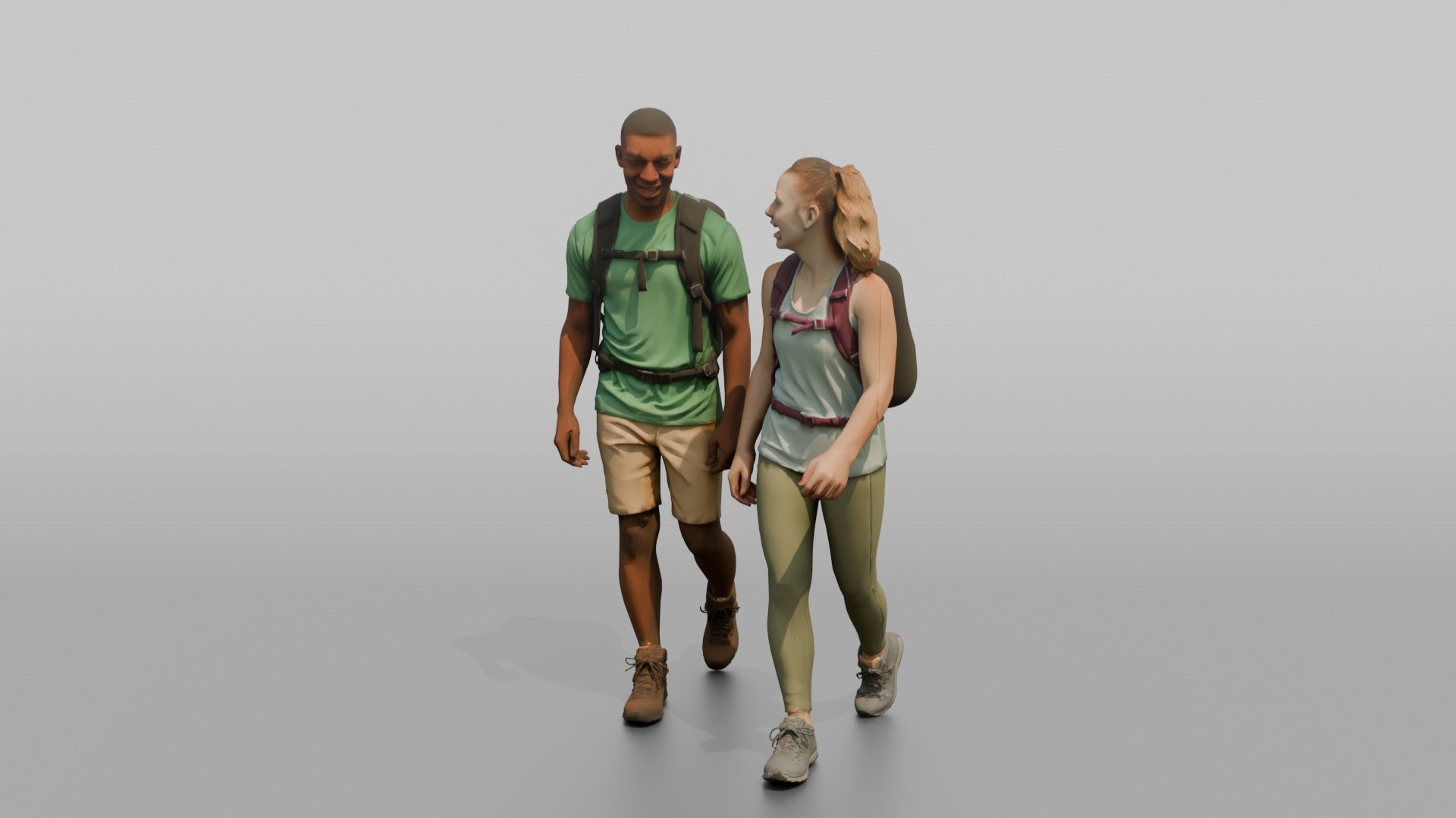 Hiking Duo Walking and Talking Together