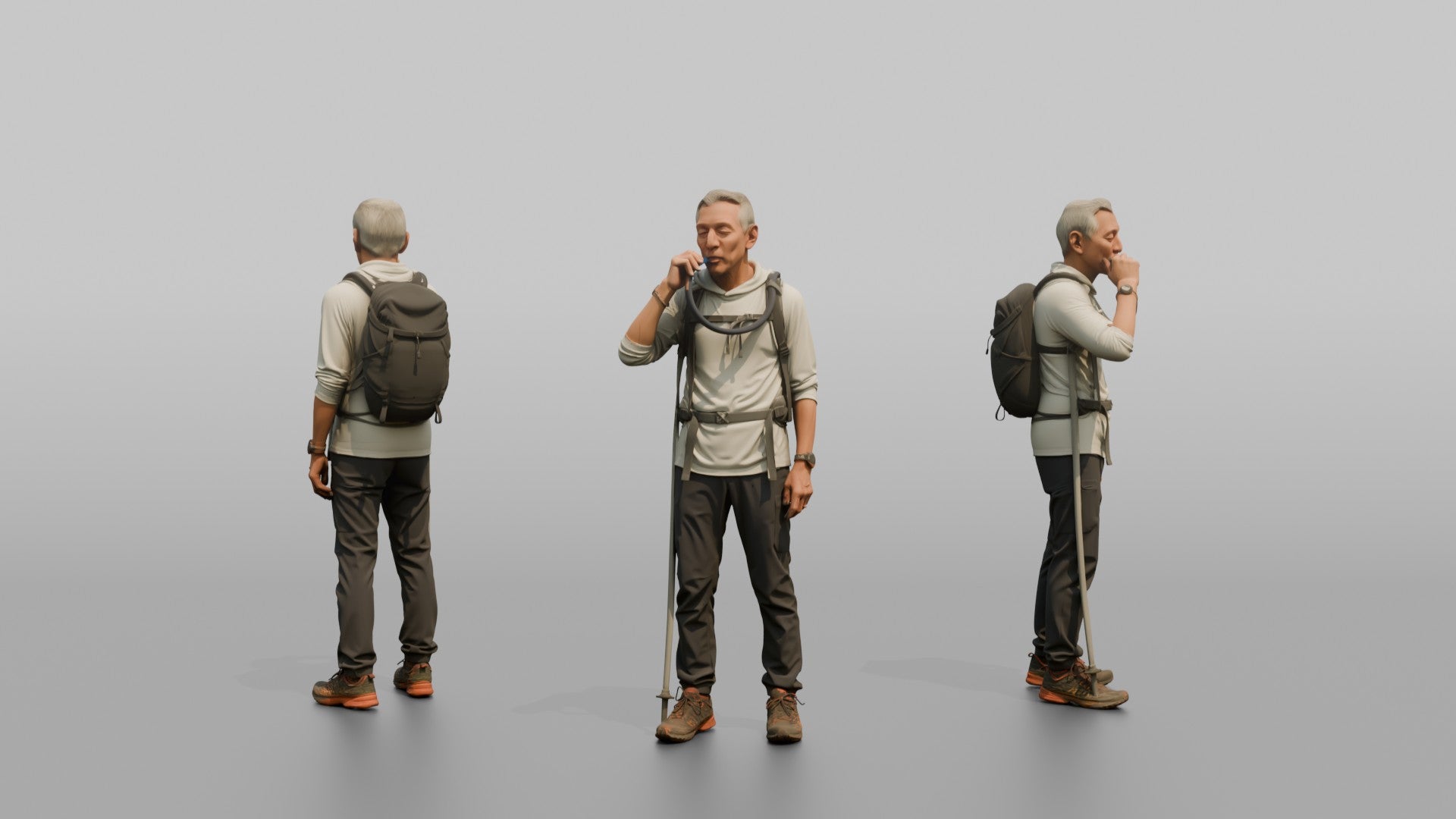Hiker Drinking from a Hydration Bladder