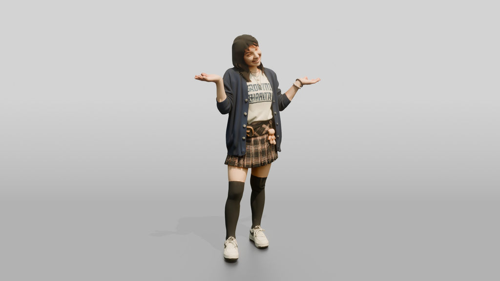 Asian Woman Shrugging Playfully