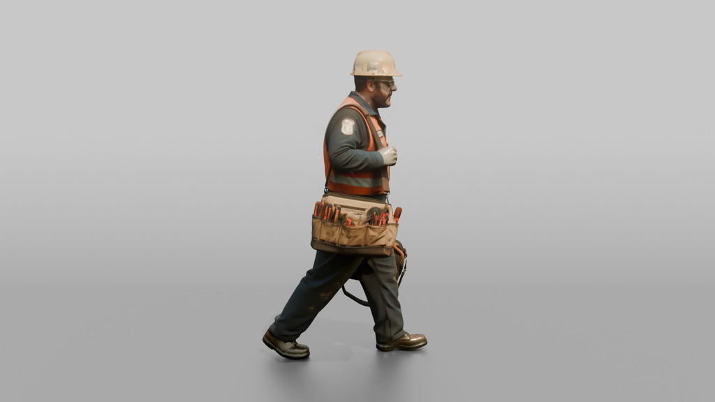 Engineer Carrying a Tool Bag Through the Engine Room
