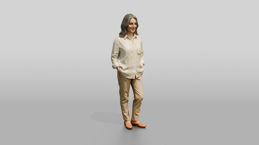 Woman Standing in White Linen