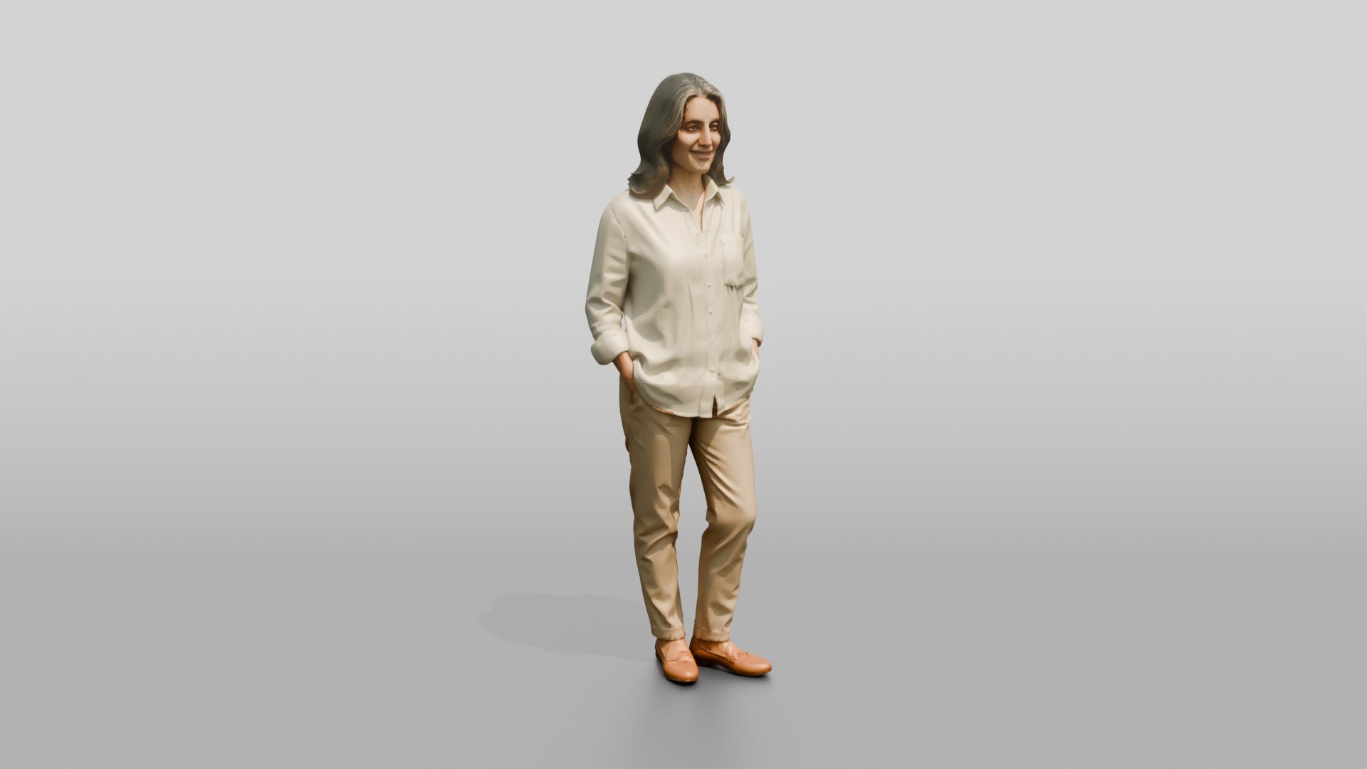 Woman Standing in White Linen
