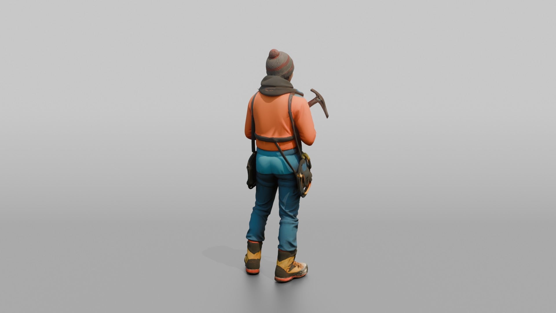 Alpine Climber Holding an Ice Axe