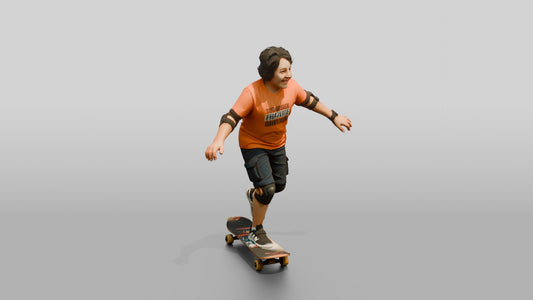 Boy Riding Skateboard - 3D character model, view 1