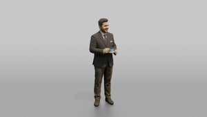Receptionist Man Presenting A Room Key Card With Both Hands - 3D character model