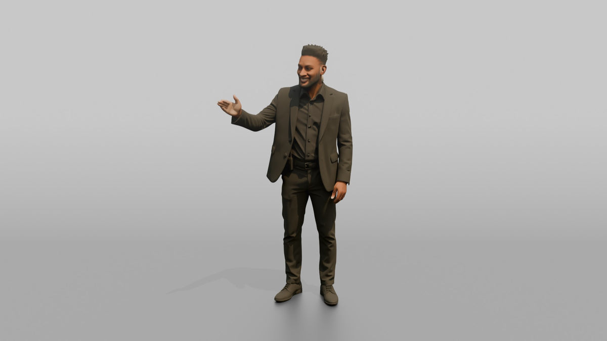 Door Staff Man Gesturing Toward A VIP Area - 3D character model, view 5