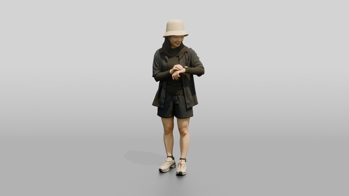 Woman Checking Her Watch Strap - 3D character model, view 5