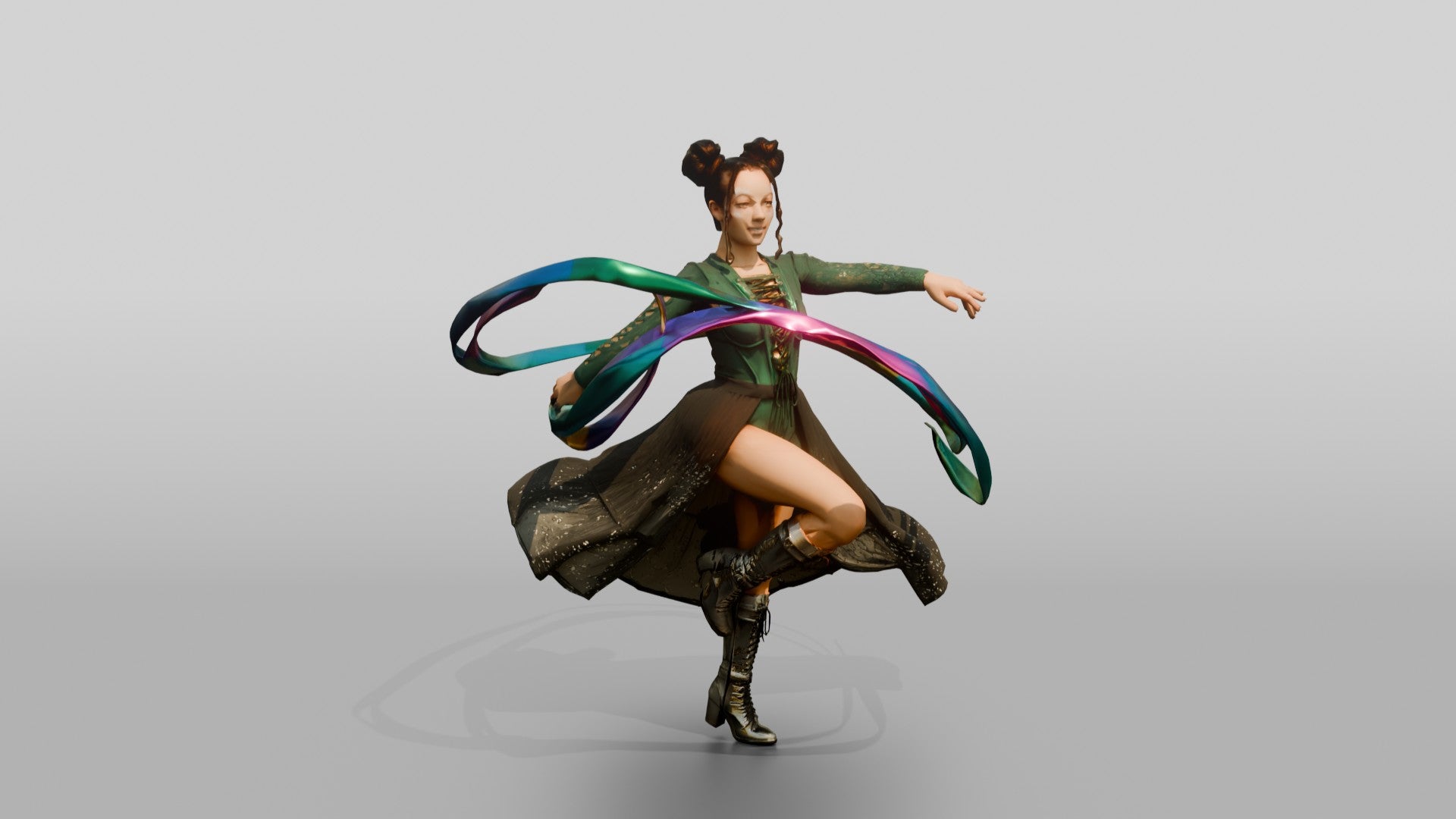 Ribbon Dancer Mid-Twirl