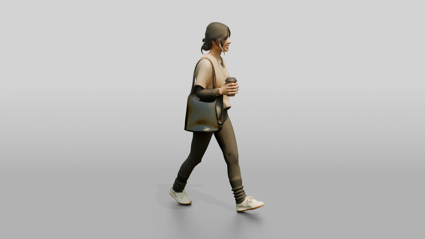 Walking Woman with Coffee