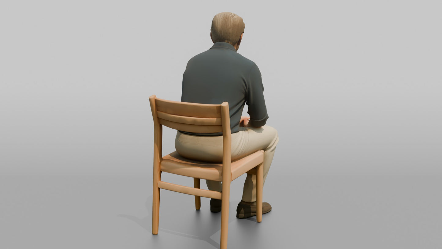 British Gentleman Seated in Linen Trousers and a Polo Shirt