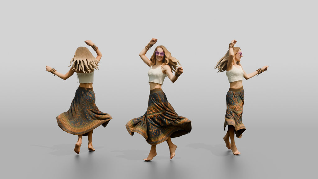 Festival Dancer in a Patterned Skirt