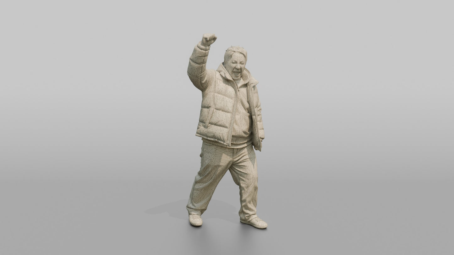 Protester Man Raising a Fist in Celebration