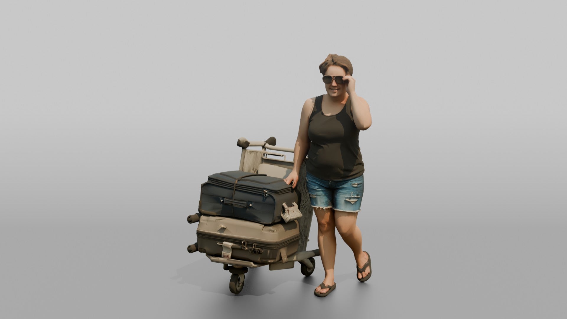 Traveler Putting On Sunglasses In Terminal