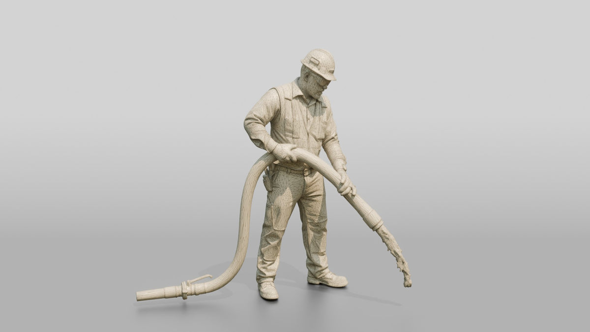 Construction Worker Man 42 - wireframe topology preview