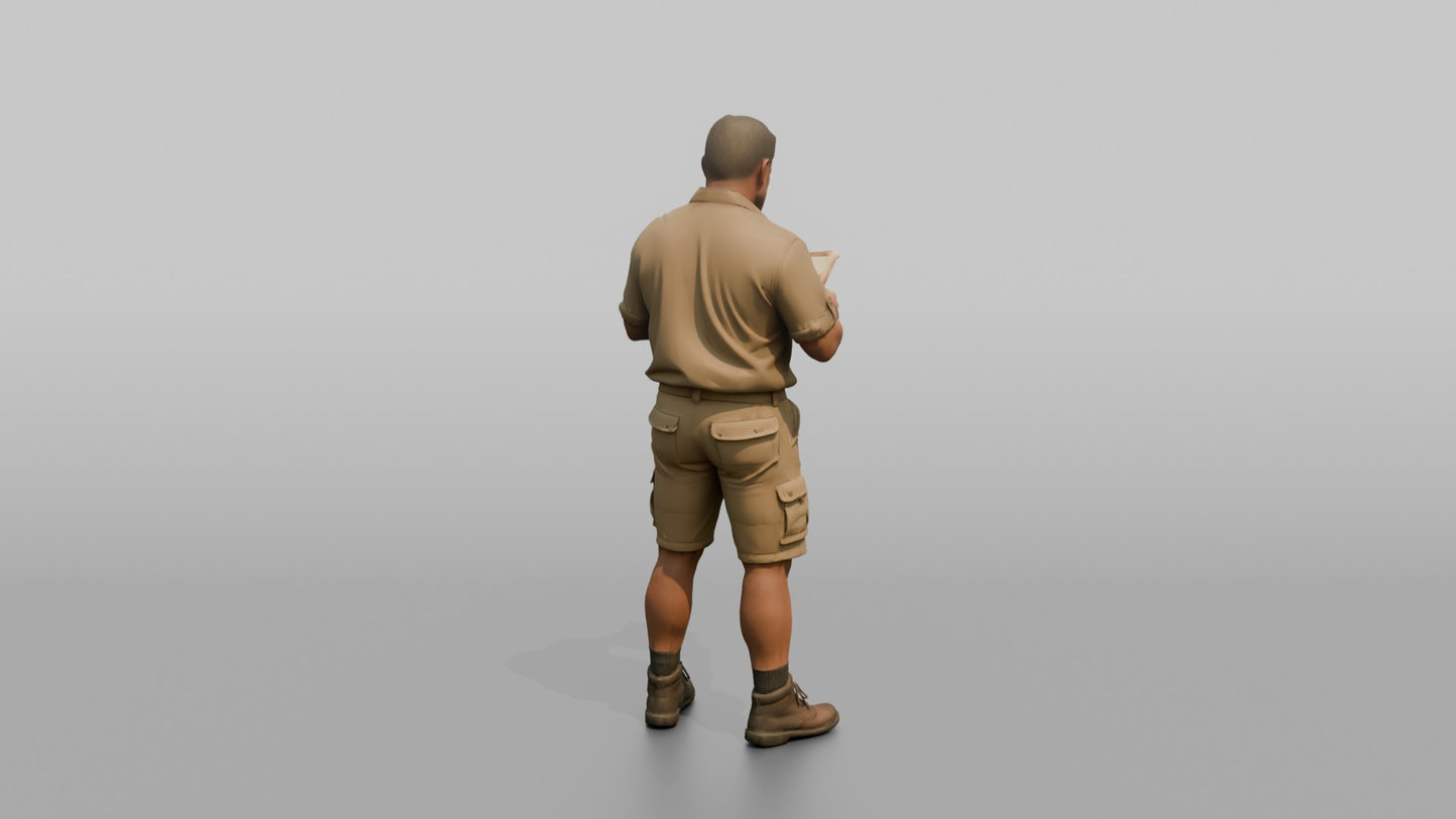 Vacationer Wearing Practical Safari Style Summer Shirt And