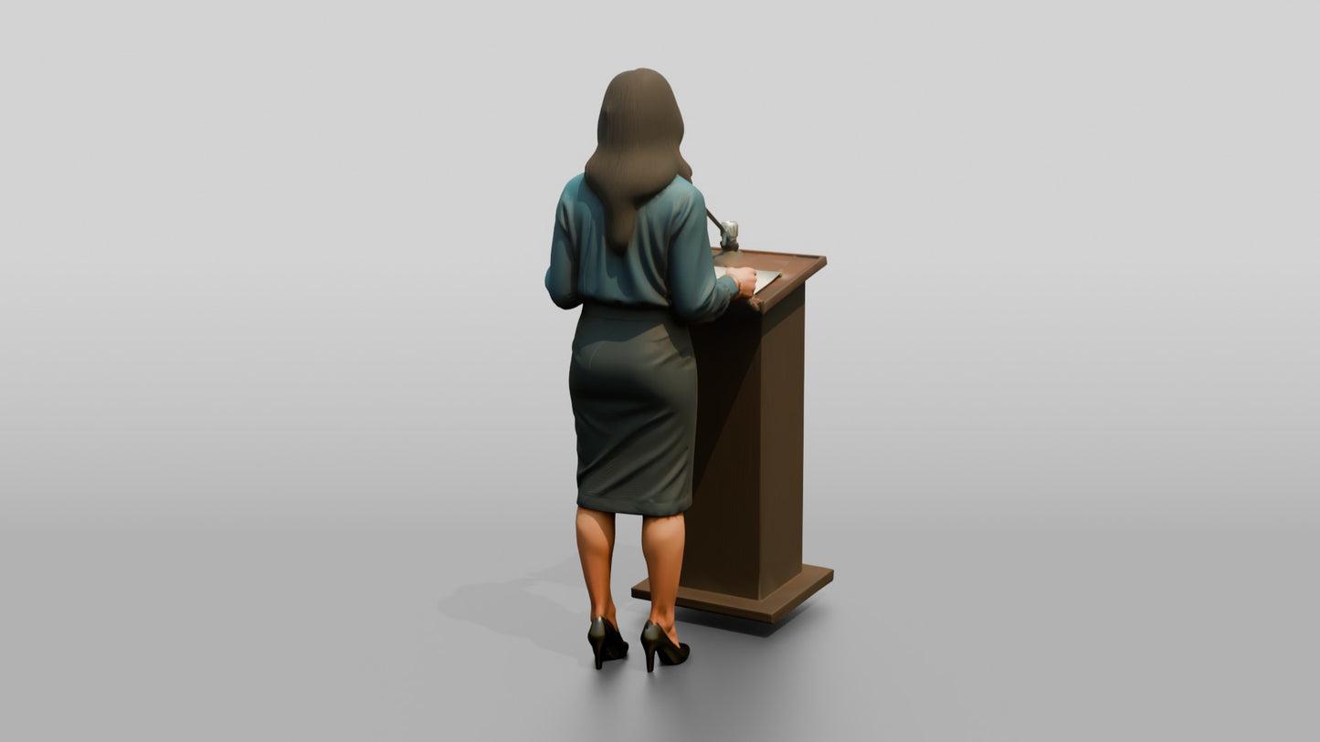 Woman Giving a Presentation at a Podium