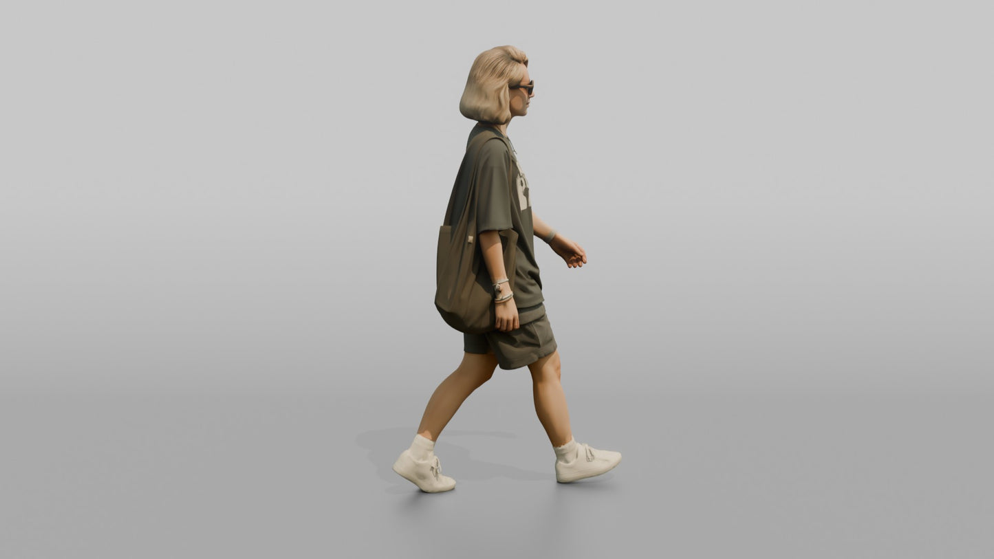 Scandinavian Woman Walking in an Oversized Graphic Tee