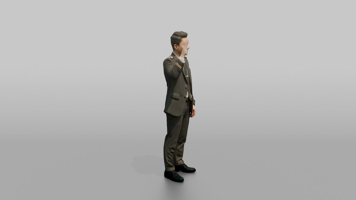 Black Flight Attendant Assisting with a Seatbelt Buckle - 3D character model, view 2