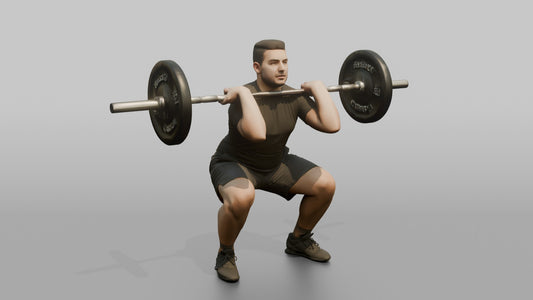 Weightlifter Man Holding A Barbell At Chest Height For A Front Squat - 3D character model