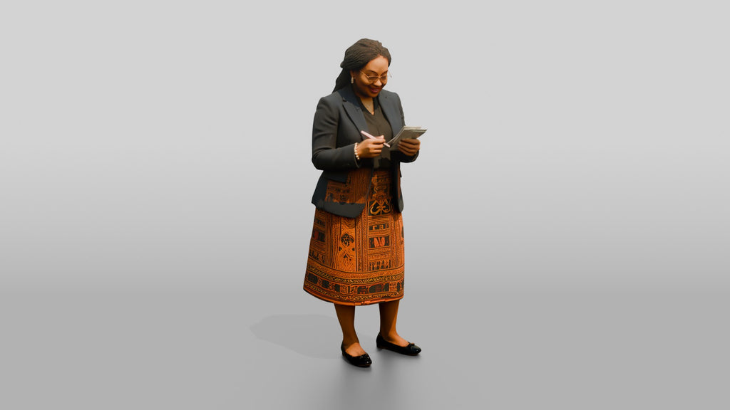 African Woman in a Blazer Checking Receipts