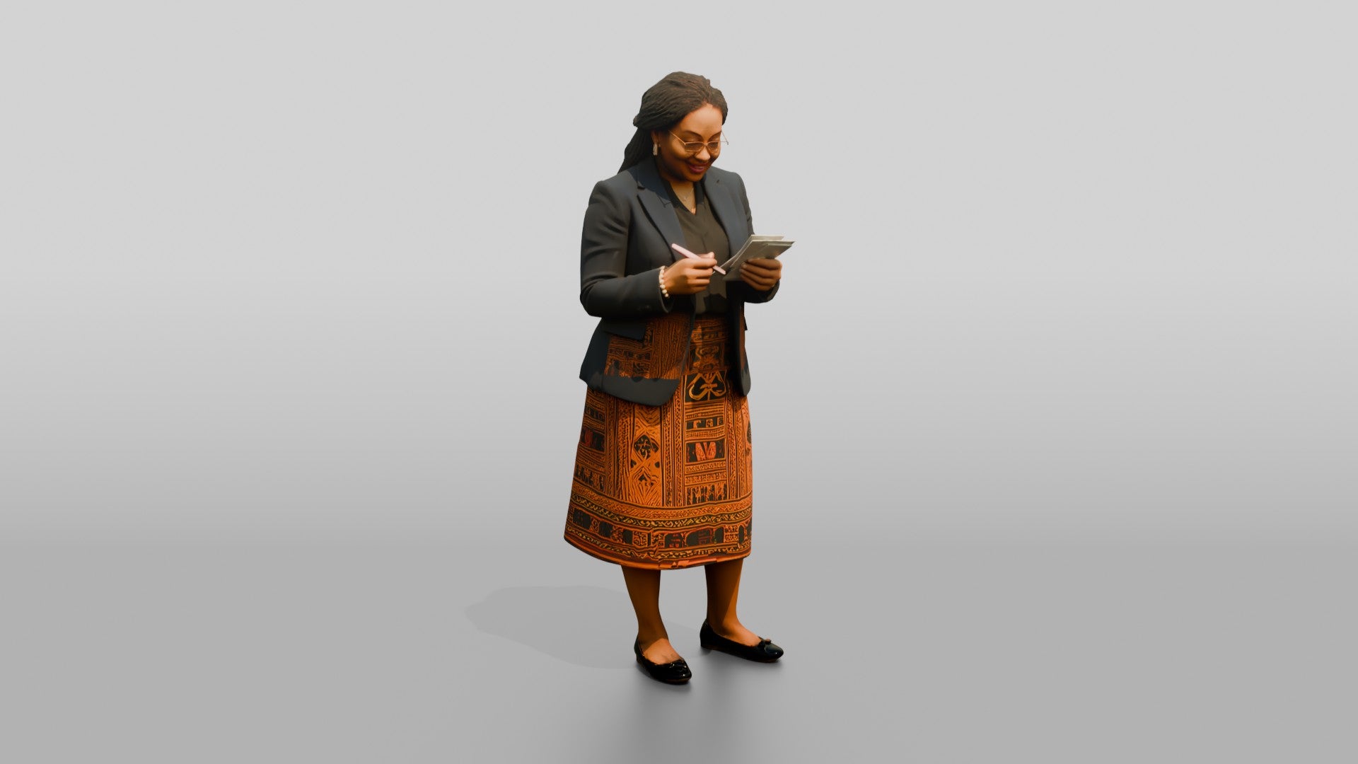 African Woman in a Blazer Checking Receipts
