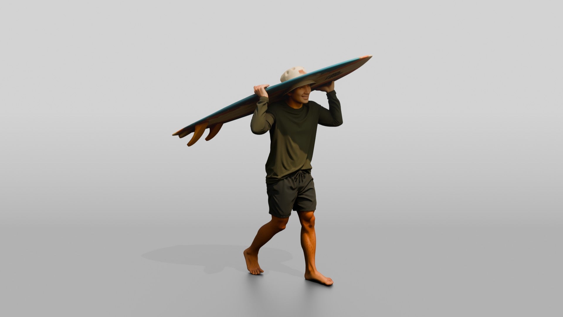 Man Lifting Surfboard Onto His Shoulder