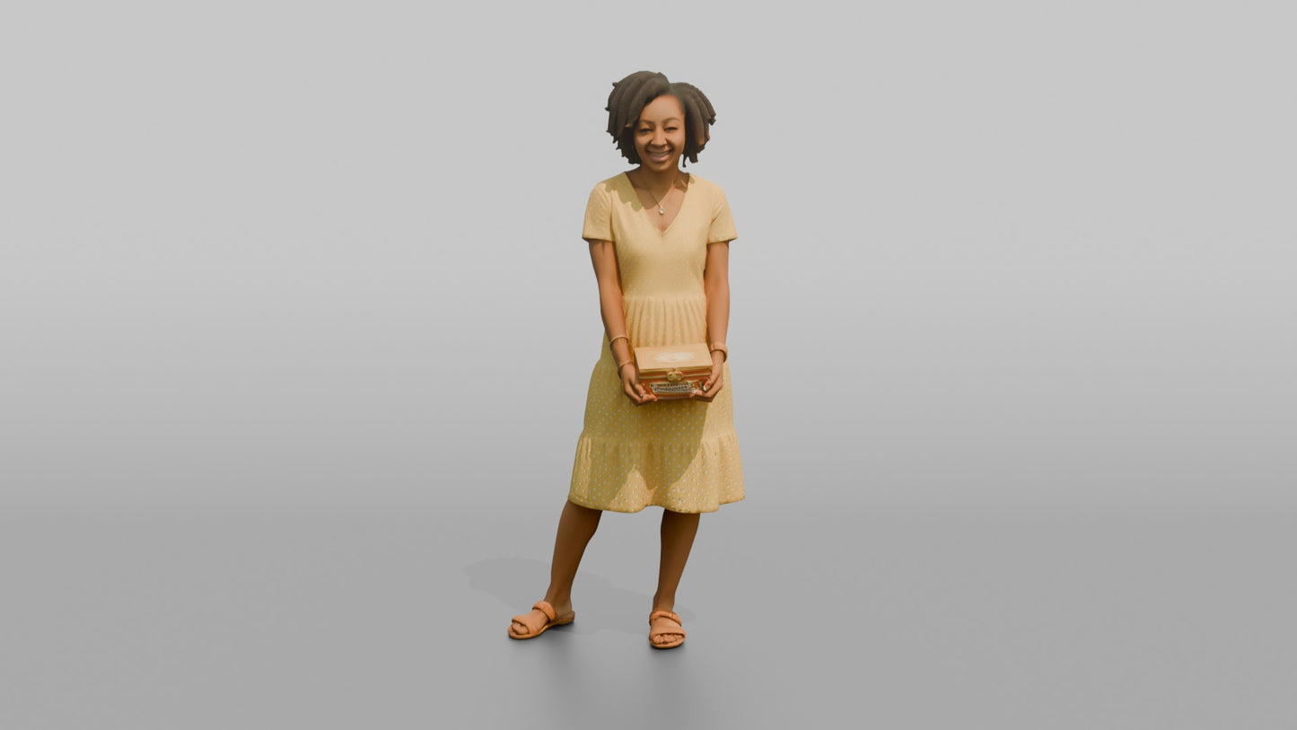 Vacationer Wearing Bright Yellow Polka Dot Dress And