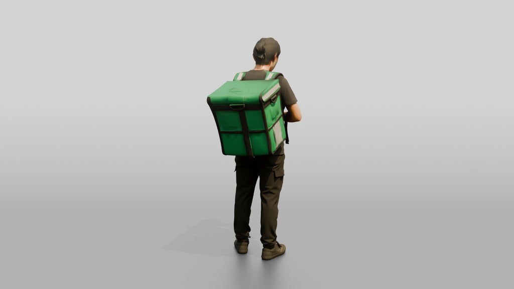 Food Delivery Man with Backpack