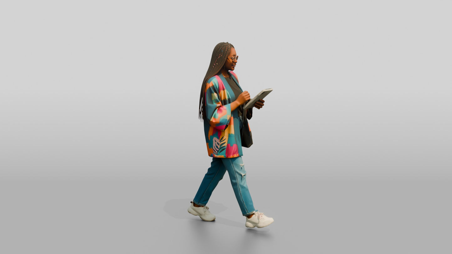 Businesswoman Walking with a Tablet